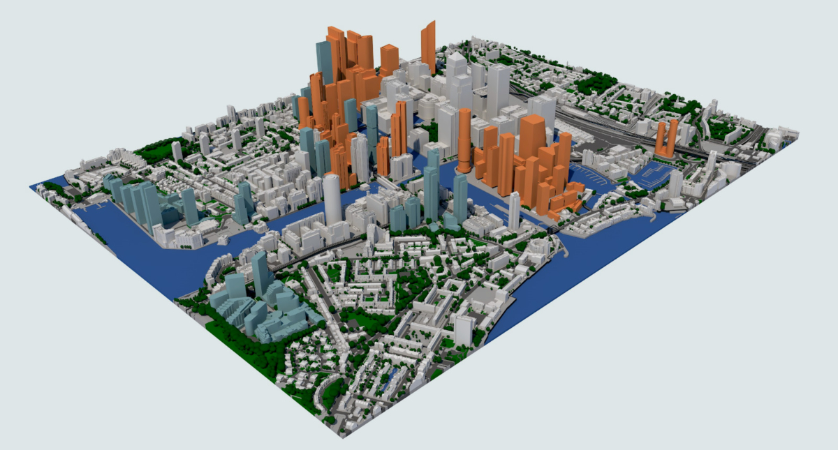Canary Wharf 3D model Future skyline updated AccuCities